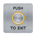 Exit Device: Push Button – 25mm, s/steel, yellow bezel